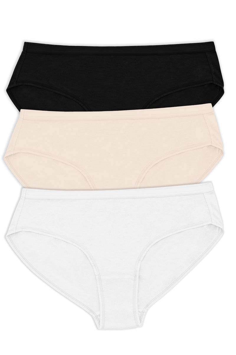 Parfait Lingerie bundle PARFAIT Cozy Hipster PP504 Cotton Like fabric Full Coverage  (3 Pack) - Bare/Black/White