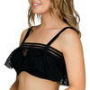 Parfait Lingerie PARFAIT Pure S8121 Womens Bandeau Bikini Top Ruffle Underwire Swimwear - Black