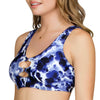 Side view of Parfait Lingerie Storm Cut-Out Underwire Bikini Top in Ink Print featuring underwire support and stylish cut-out design.