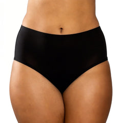 Black Parfait Seamless Mid-Waist Brief with smooth, comfortable fabric and seamless design, shown from the front.