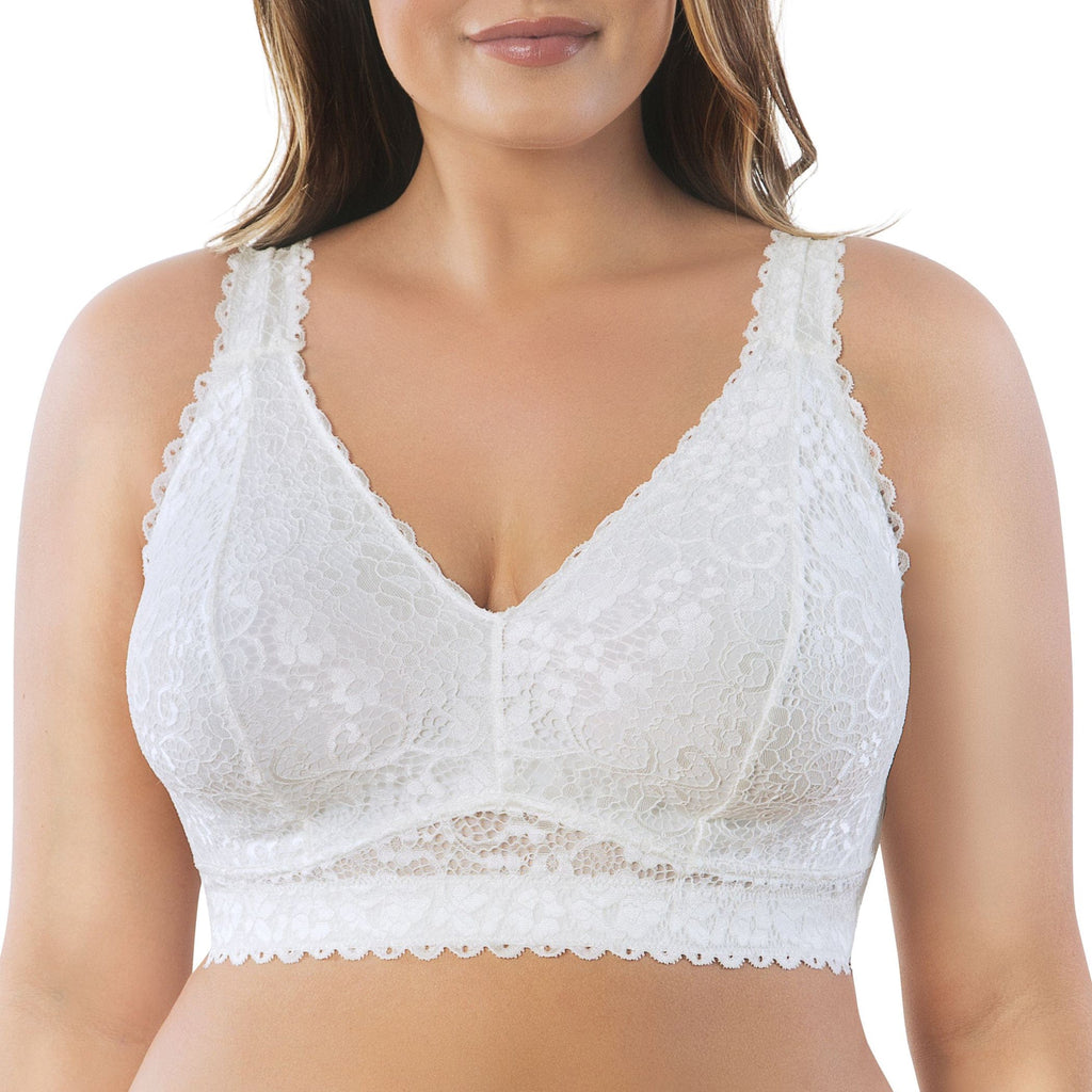 Parfait Lingerie Bralette PARFAIT Adriana P5482 Women's Curvy and Full Bust Supportive Wire-free Lace Bra  - Pearl white