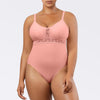 Peach Bud Brigitte V-neck one-piece swimsuit with lace detail, shelf bra, and full coverage by Parfait Lingerie.