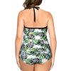 Parfait Christy underwire halter tankini top with deep V neck and wild leaf pattern, back view showing supportive shaping design.