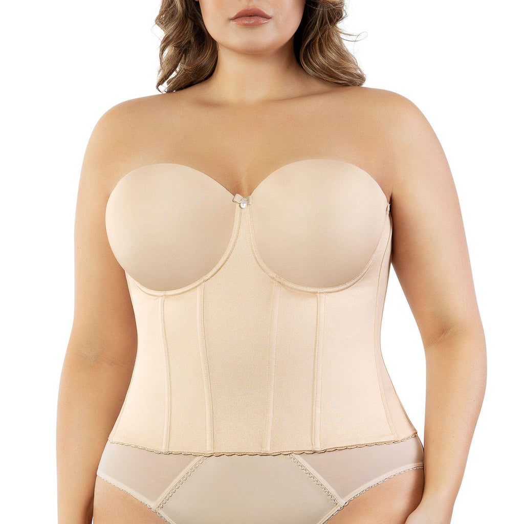 Bare Elise full bust padded strapless bustier by Parfait Lingerie, front view showing smooth longline design with full back coverage.
