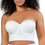 Pearl white Elissa full bust longline strapless bra by Parfait Lingerie, front view showing smooth contour design