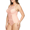 Peach Keira One Piece Swimsuit by Parfait Lingerie featuring cut-out details and halter support, shown from side view.