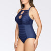 Parfait Lingerie PARFAIT Keira S8076 Womens One Piece Swimsuit Cut-Out Halter Support Swimwear - Twilight