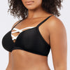 Parfait Lingerie PARFAIT Lauren S8222 Wireless Triangle Bikini Top with Strappy Back and Removable Padding - Black w White