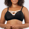 Parfait Lingerie PARFAIT Lauren S8222 Wireless Triangle Bikini Top with Strappy Back and Removable Padding - Black w White
