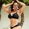 Black high waist bikini bottom with white contrast panels from Parfait Lingerie's Lauren collection, designed for sculpting.