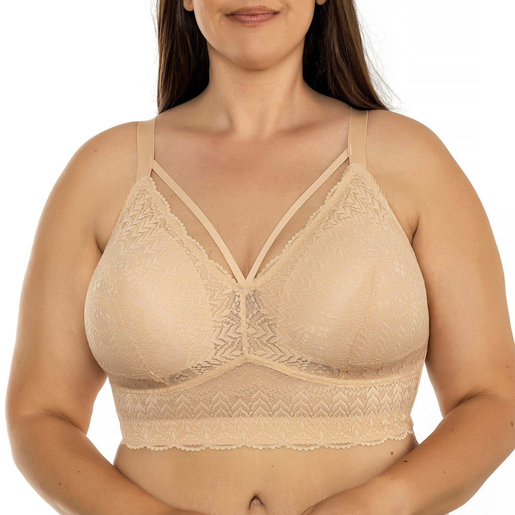 Bare Mia Wire-Free Full Bust Lace Bralette by Parfait Lingerie, showing soft lace fabric and full coverage design from the front.