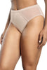 Parfait Lingerie PARFAIT Micro Dressy PP306 French Cut High Waisted Sexy Sheer Panties (3 Pack) - Cameo Rose/Pearl White/Racing Red