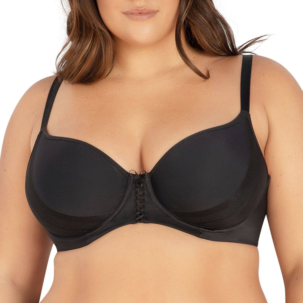 Black Shea Full Bust T-Shirt Bra by Parfait Lingerie, featuring smooth cups and supportive design, front view image.