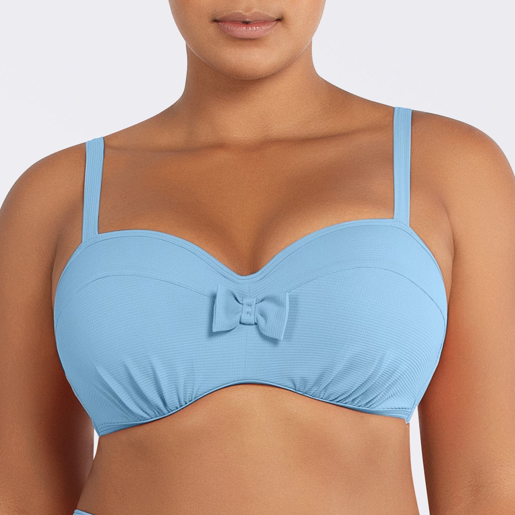 Vivien Balconette Underwire Bikini Top in Dream Blue by Parfait Lingerie, featuring vintage-inspired design and supportive underwire.