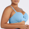 Parfait Vivien vintage-inspired blue balconette underwire bikini top with adjustable straps and supportive design.