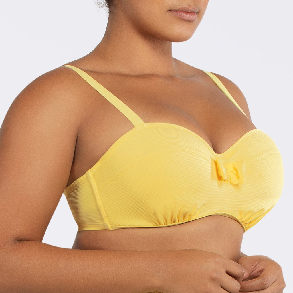 Vivien Balconette Underwire Bikini Top in Lemon Drop by Parfait Lingerie, featuring vintage-inspired design and supportive fit.