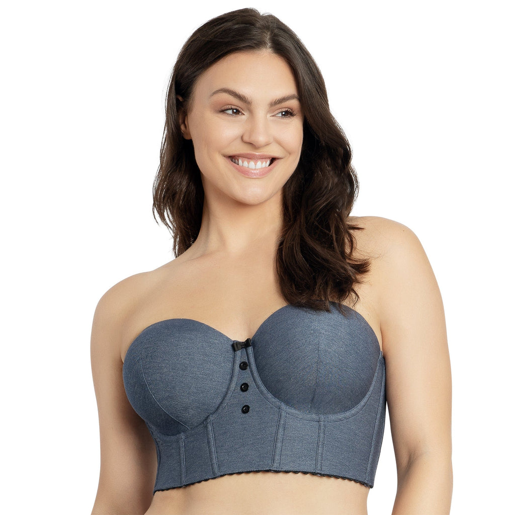 Parfait Lingerie Dolly Denim Longline Strapless Bustier - Dark Blue Denim