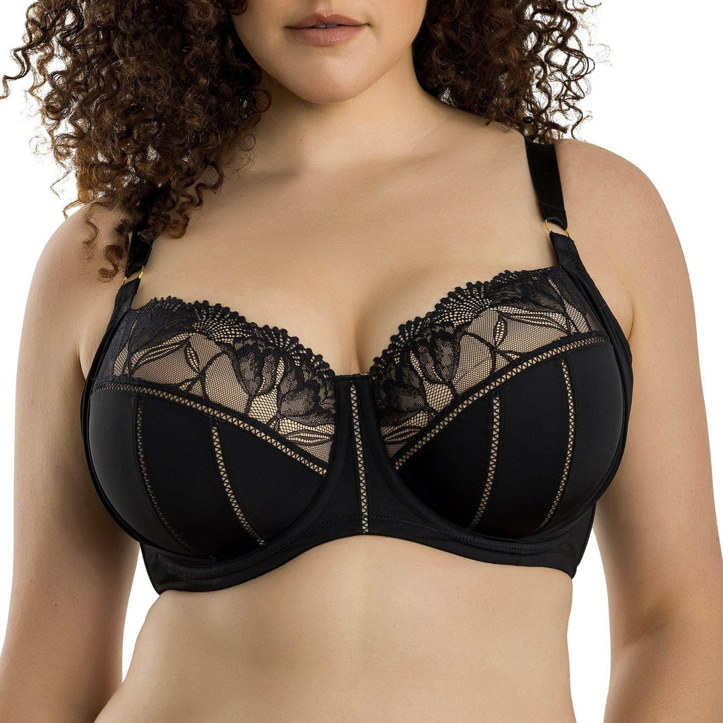 Black Charlene underwire full bust padded balconette bra by Parfait Lingerie, showing smooth cups and supportive straps.