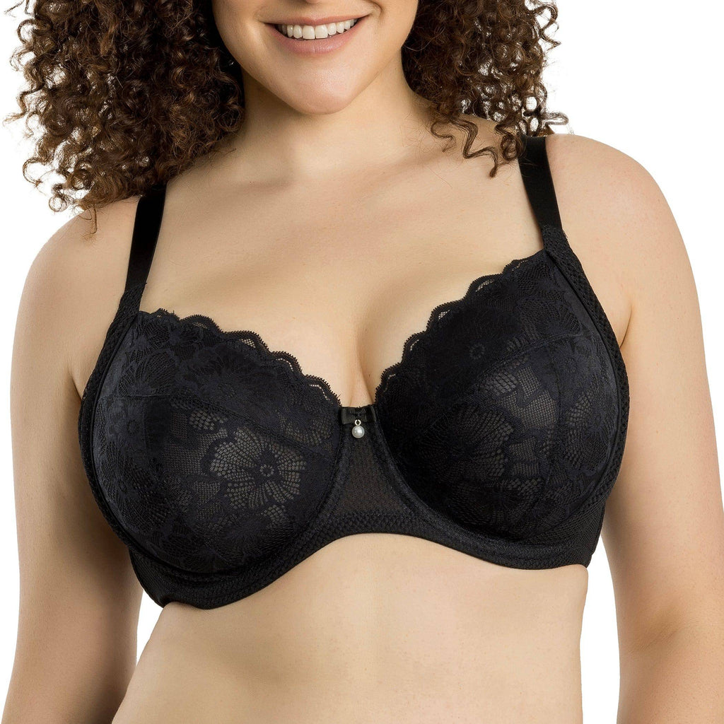 Black Luxlacy full bust lace padded bra by Parfait Lingerie, featuring intricate lace details and supportive underwire.