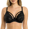 Parfait Lingerie PARFAIT Olivia P4000 Full-Busted Unlined Non-Padded Plunge Strappy Lace Bra - Black
