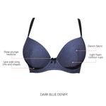 Parfait Lingerie Casey Plunge Molded T-Shirt Bra - Dark Blue Denim