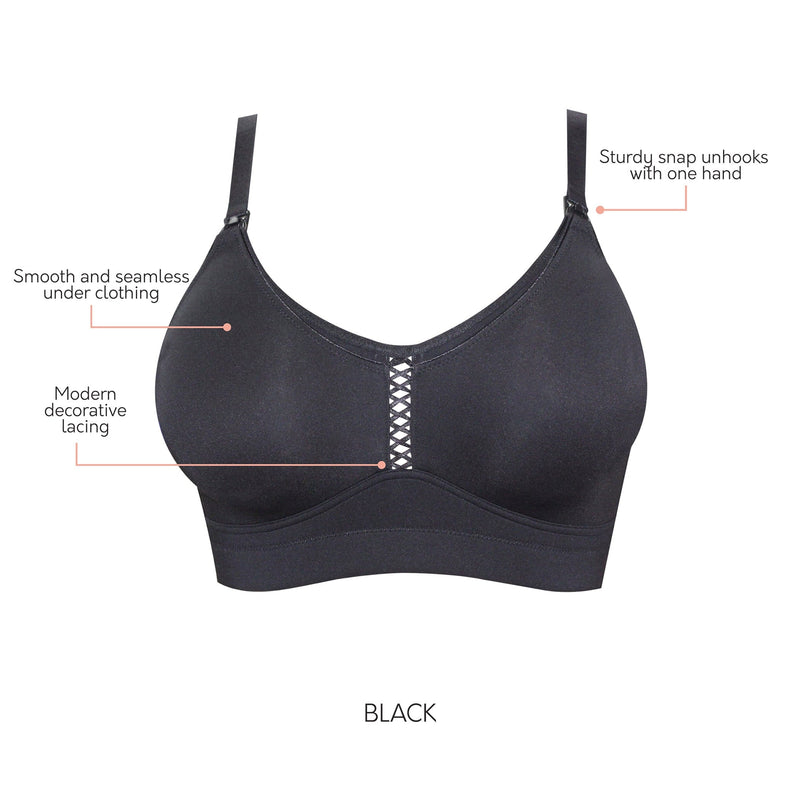 Parfait Lingerie Erika Seamless Wire-Free Nursing Bra - Black