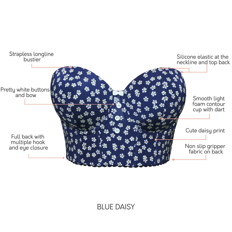 Parfait Lingerie Dolly Longline Strapless Bustier - Blue Daisy