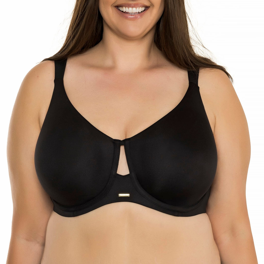 Black Emily full-busted unlined wired T-shirt bra by Parfait Lingerie, showing front view with smooth cups and supportive design.
