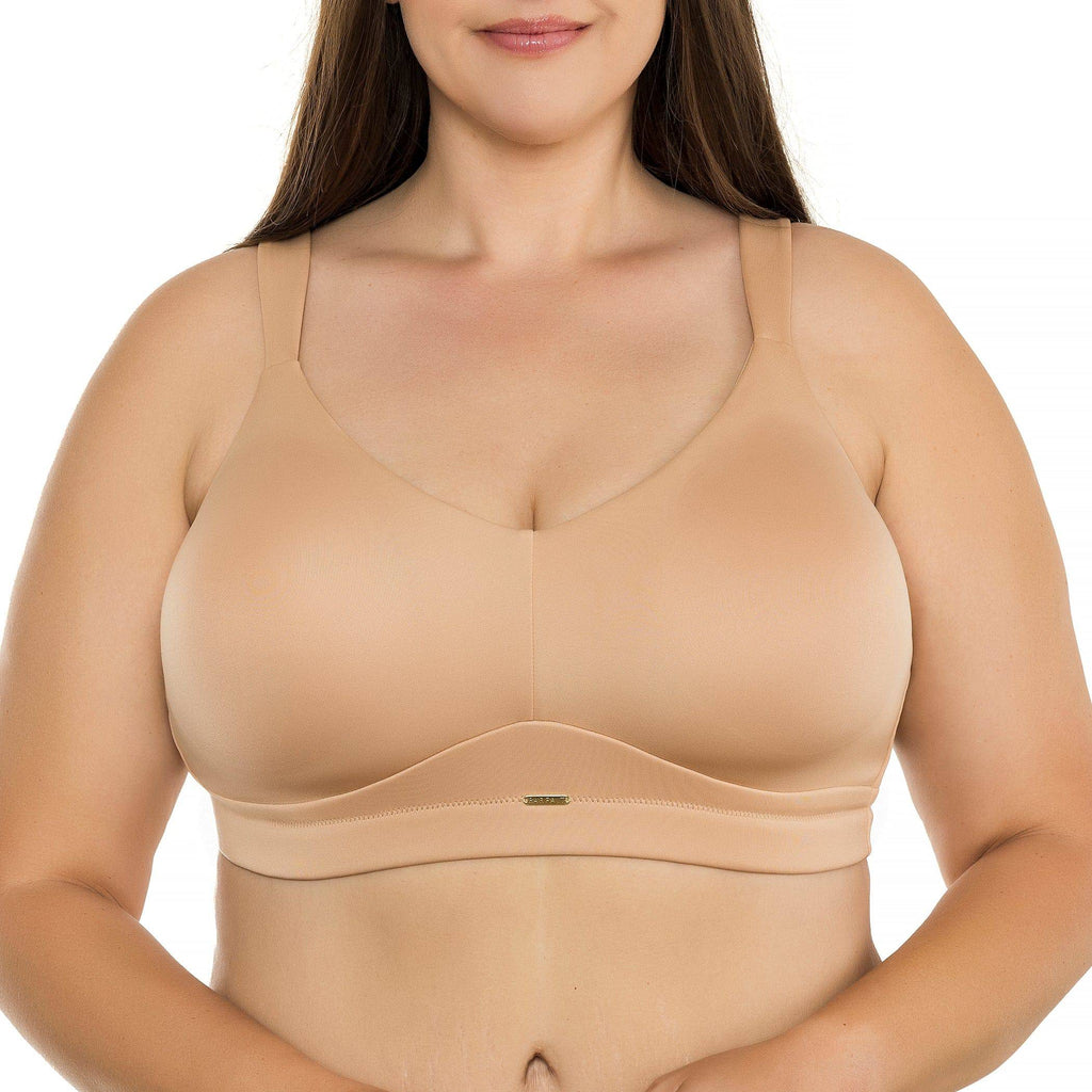 Parfait Holly wire-free full bust padded bra in warm sand, front view showcasing seamless design and comfortable fit.