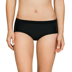 Black Passion Hipster Fit bikini bottom by Parfait Lingerie, showing a comfortable, stylish front view.