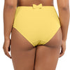 Full back view of Parfait Lingerie Vivien high waist bikini bottom in Lemon Drop with retro full coverage design.