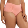 Pink blush Vivien high waist bikini bottom with full coverage and retro style, featuring side details from Parfait Lingerie.