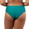 Dark mint Lauren high waist bikini bottom with contrast panel detailing, designed for sculpting by Parfait Lingerie, back view.