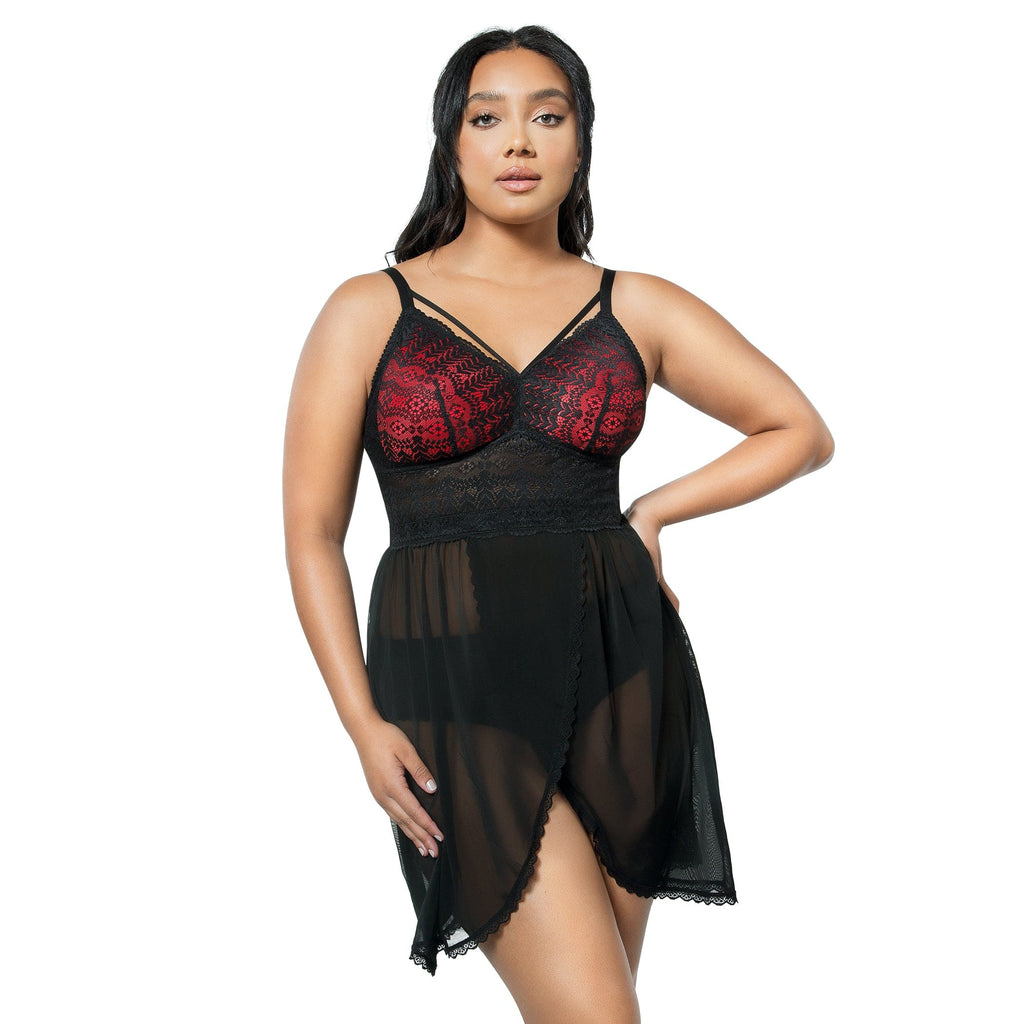 Parfait Lingerie Chemise Mia Lace Wire-Free Lace Chemise - Black