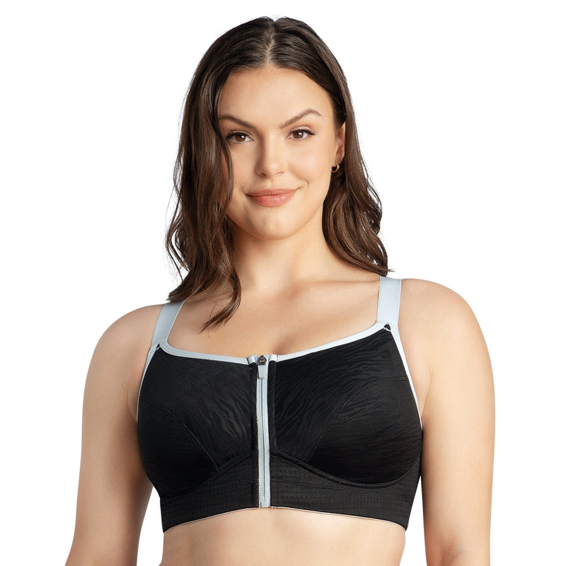 Parfait Lingerie Wave Wire-free Zip Front Sports Bra - Black