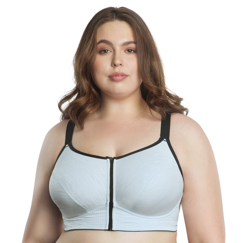 Parfait Lingerie Sports Bra Wave Wire-free Zip Front Sports Bra - Silver