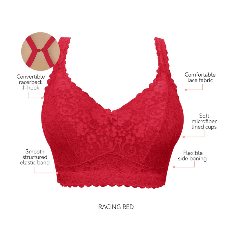 Parfait Lingerie Bralette Adriana Wire-Free Lace Bralette - Racing red