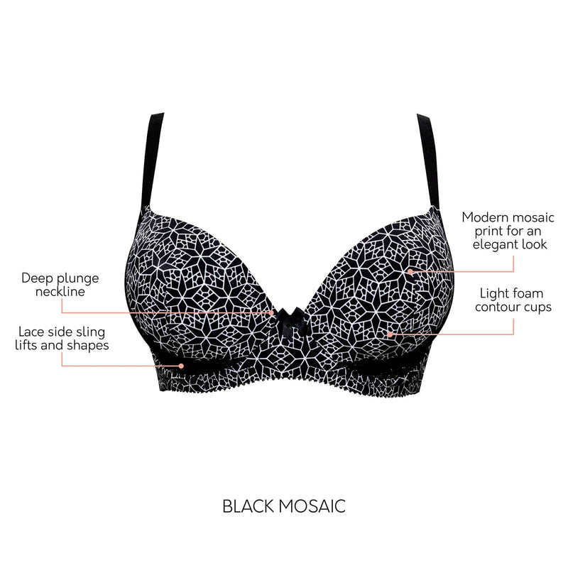 Parfait Lingerie Casey Plunge Molded T-Shirt Bra - Mosaic Black