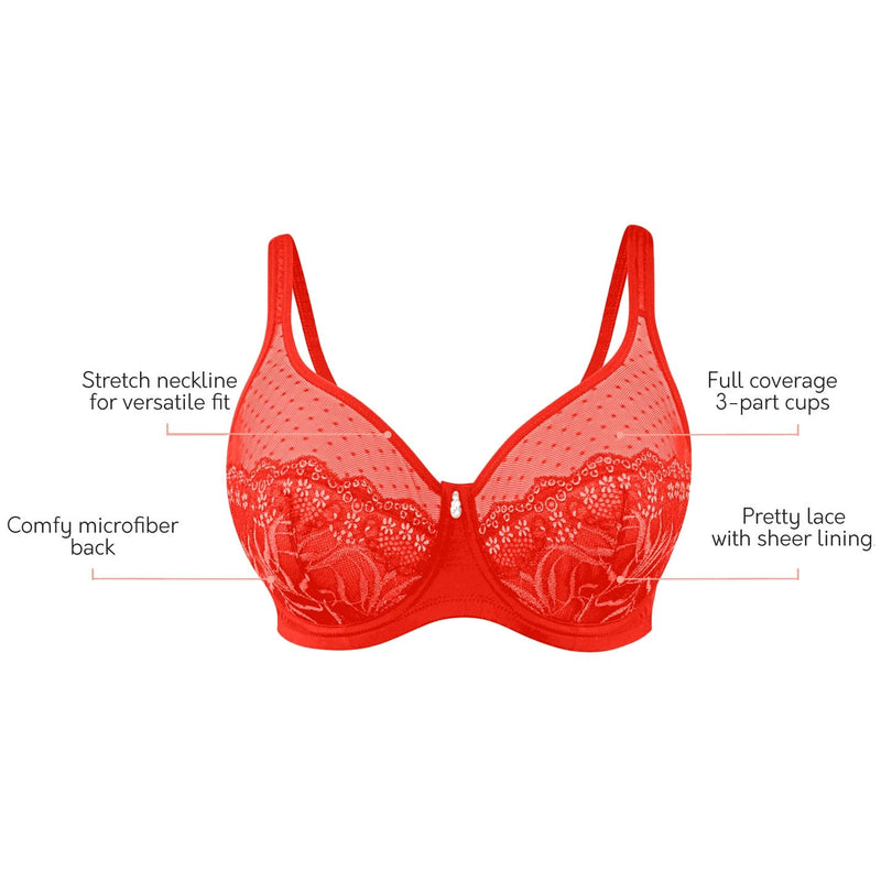 Parfait Lingerie Wire Bra Marrianne Unlined Wire Bra - Racing Red/Silver