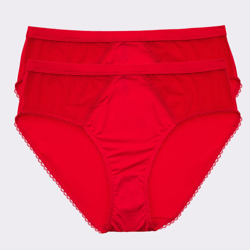 Parfait Lingerie Bralette Micro Dressy French Cut Panty (2 Pack)  - Racing Red